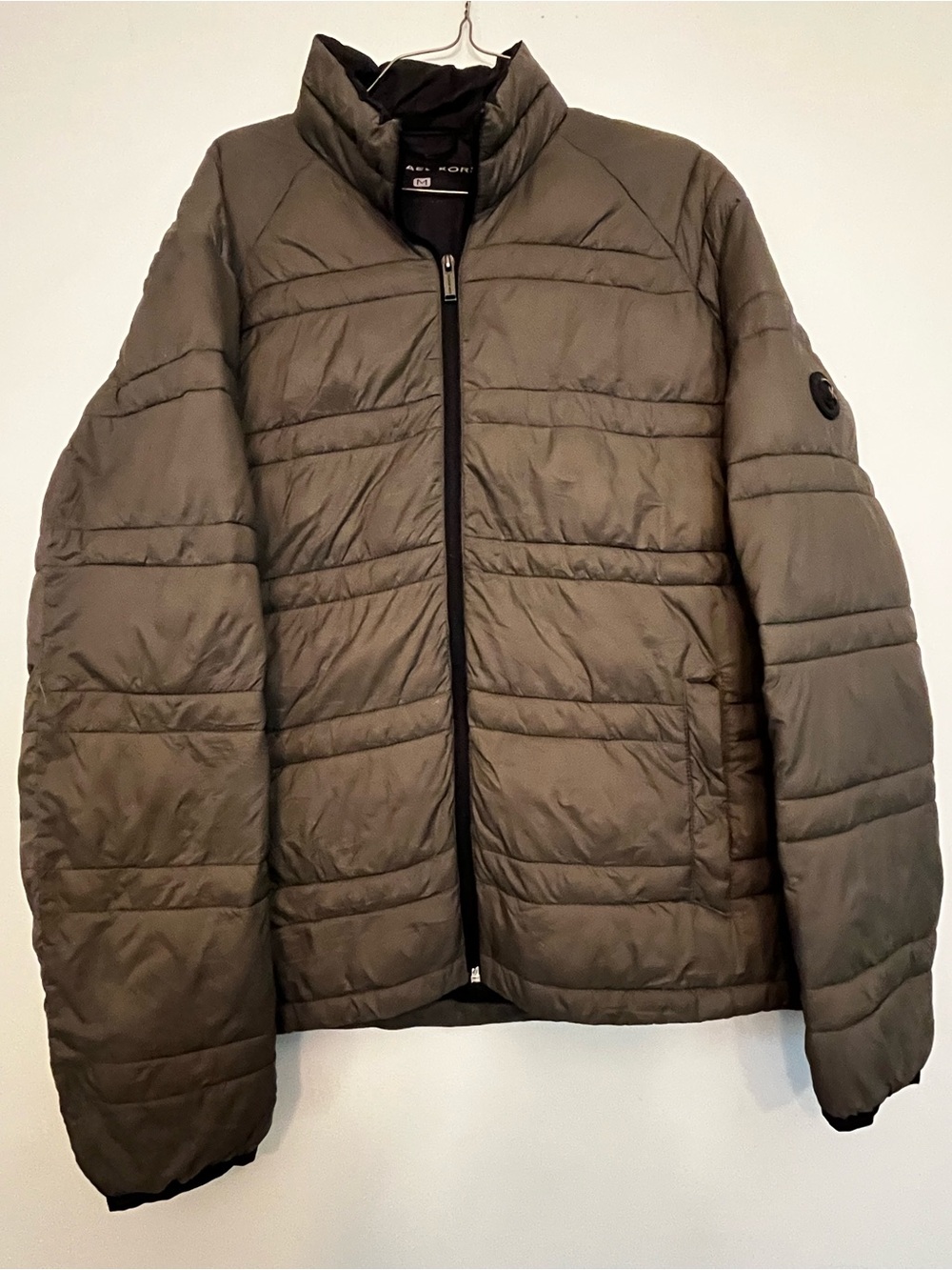 Michael Kors Mens M Olive Green Lightweight Quilted Puffer Jacket Full Zip